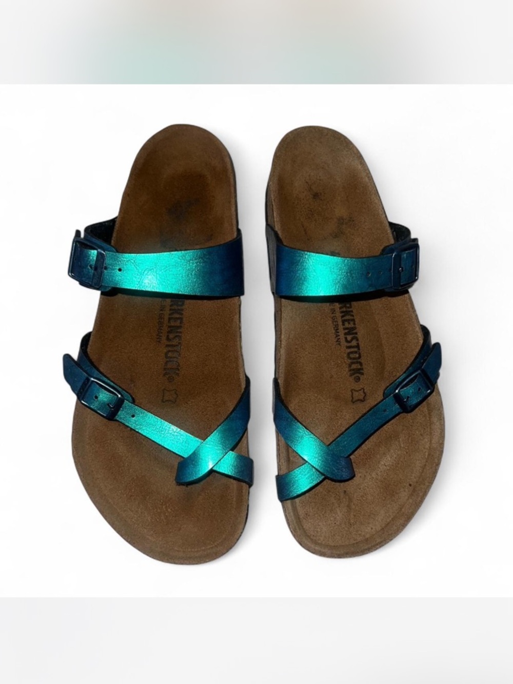 Birkenstock Metallic Teal Arizona Sandals Size 42 US Women’s 11